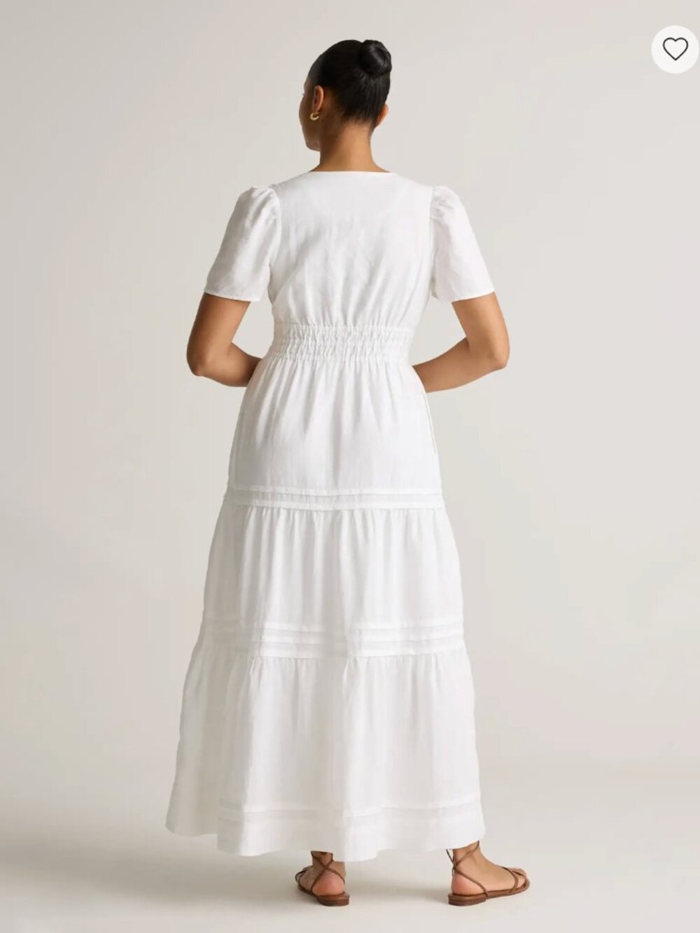 QUINCE White 100% European Linen Tiered A-Line Maxi Dress, Size L - Picture 4 of 14